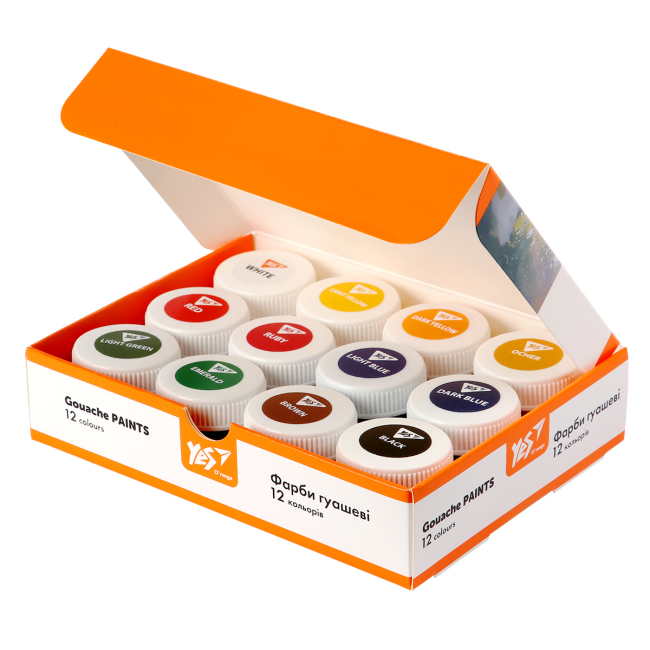 Канцтовари - Фарби гуаш Yes Orange Line 12 кольорів (230432)#3