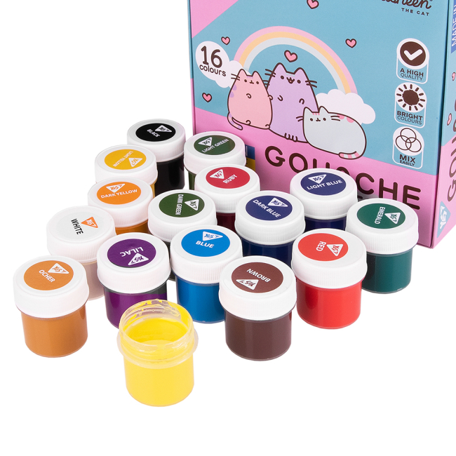 Канцтовари - Фарби гуаш Yes Pusheen 16 кольорів (230403)#4