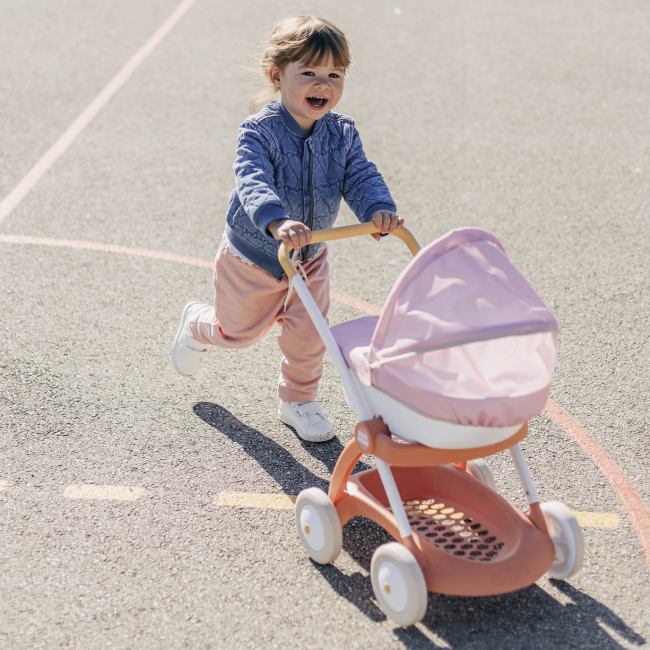 Транспорт і улюбленці - Коляска Smoby Baby Nurse Теракотова пудра люлька з корзиною (7600254124)#3