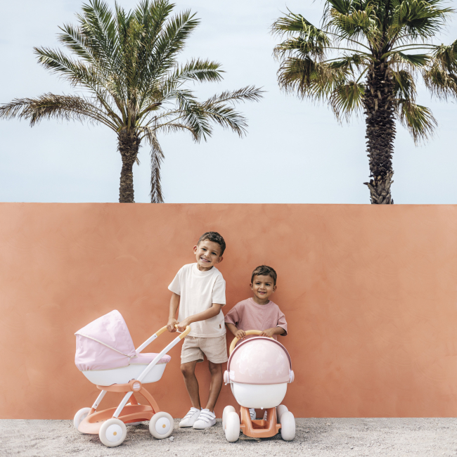 Транспорт і улюбленці - Коляска Smoby Baby Nurse Теракотова пудра люлька з корзиною (7600254124)#5