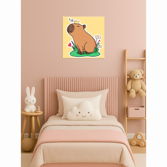 Товары для рисования - Картина по номерам Ідейка Капибара слушает пение птиц 30х30 см (KHO6750)#2