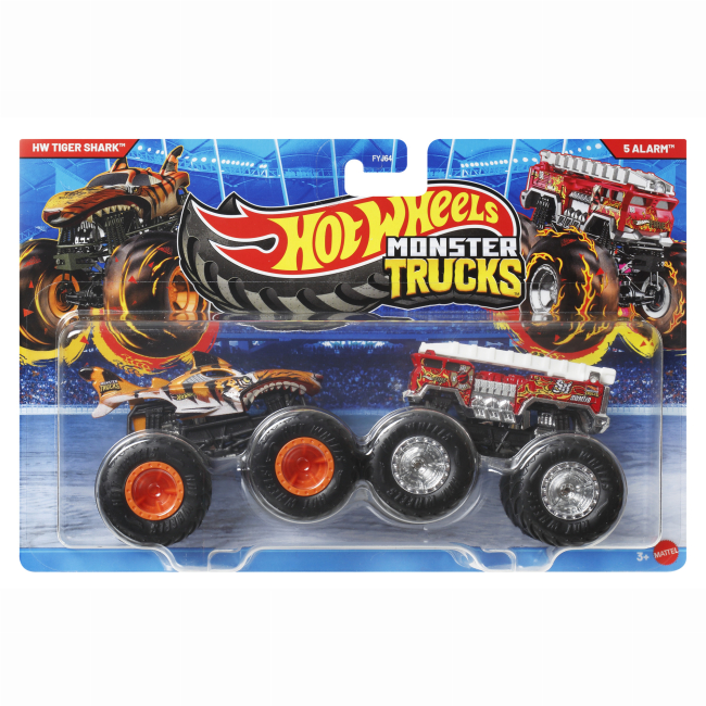 Автомоделі - Набір машинок Hot Wheels Monster Trucks Tiger shark vs 5 Alarm (FYJ64/JCC76)#4