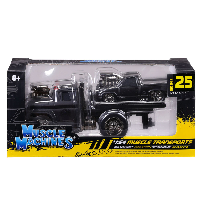 Транспорт і спецтехніка - Ігровий набір Maisto Muscle Machines Трейлер-транспортер та машинка 1966 Chevrolet C60 Flatbed 1993 Chevrolet 454 SS Pickup (11532/9)#6