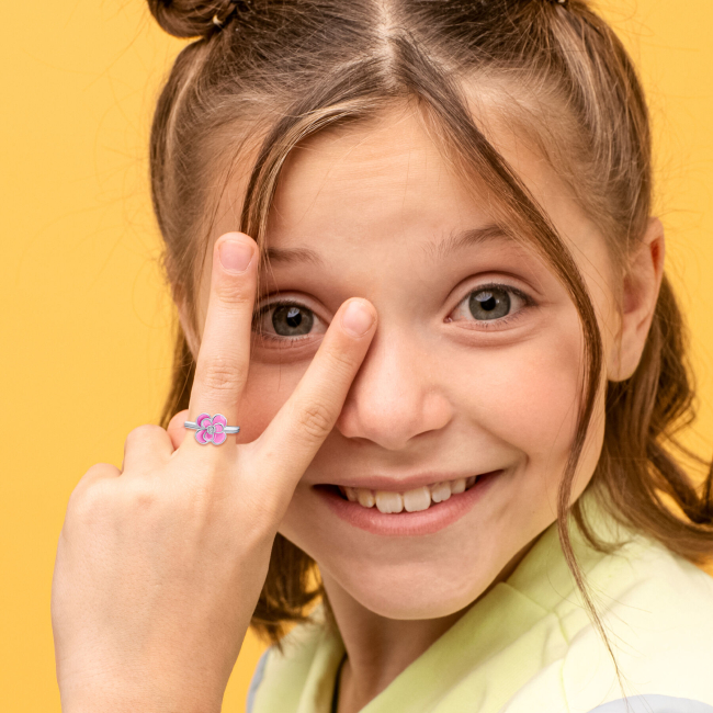 Ювелірні прикраси - Каблучка UmaUmi Flowers Піон з рожевою емаллю та фіанітом (2210000018419)#4