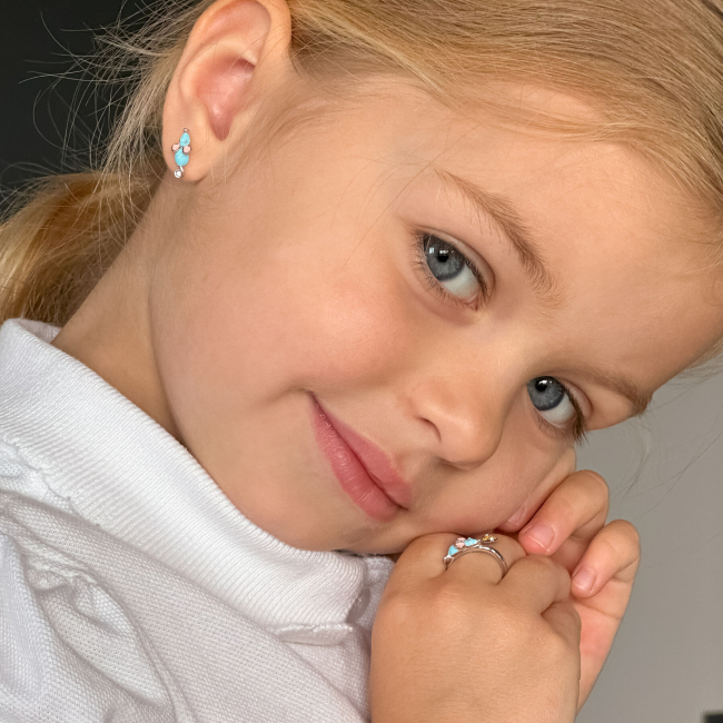 Ювелірні прикраси -  Каблучка UmaUmi Pets Мишеня з сиром із блакитною, жовтою емаллю (2210000018389)#5