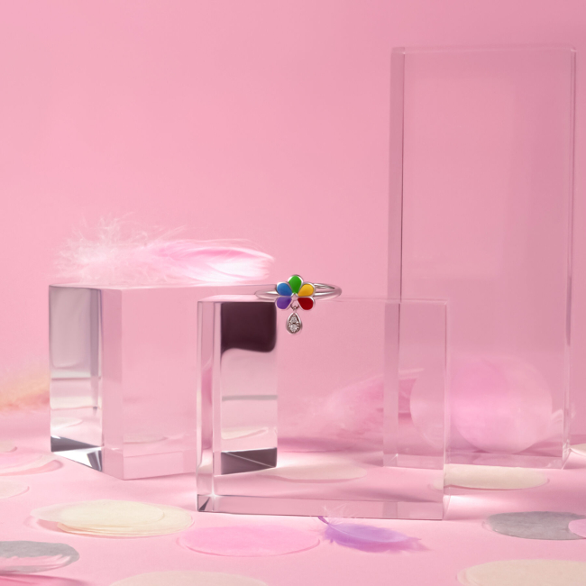 Ювелірні прикраси - Каблучка UmaUmi Flowers Ромашка кольорова та підвіскою з фіанітами (2210000018518)#3