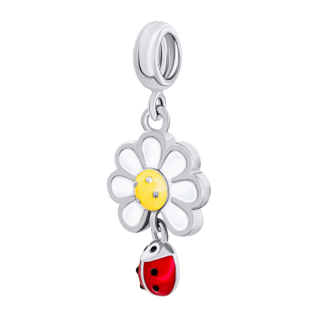 Ювелірні прикраси - Кулон UmaUmi Flowers Ромашка з сонечком із білою, жовтою та червоною емаллю (2210000018488)#2
