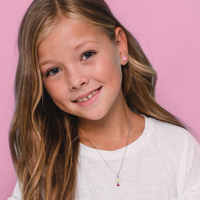 Ювелірні прикраси - Кулон UmaUmi Flowers Ромашка з сонечком із білою, жовтою та червоною емаллю (2210000018488)#5