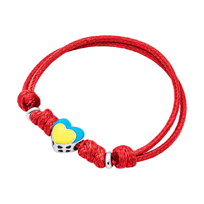 Ювелірні прикраси - Браслет на шнурку UmaUmi Ukraine Я – українка із серцем із жовто-блакитною емаллю (2210000019225)#2