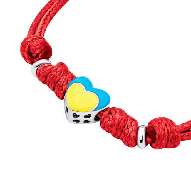 Ювелірні прикраси - Браслет на шнурку UmaUmi Ukraine Я – українка із серцем із жовто-блакитною емаллю (2210000019225)#3