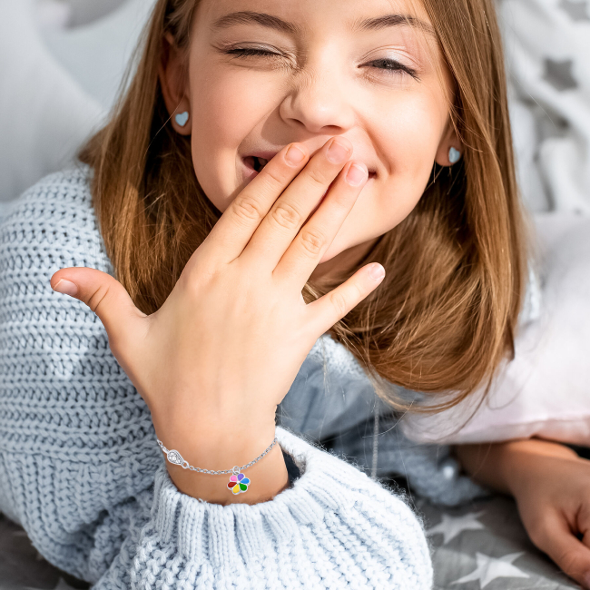 Ювелірні прикраси - Браслет UmaUmi Flowers Ромашка кольорова з різнобарвною емаллю та фіанітами (2210000018532)#5