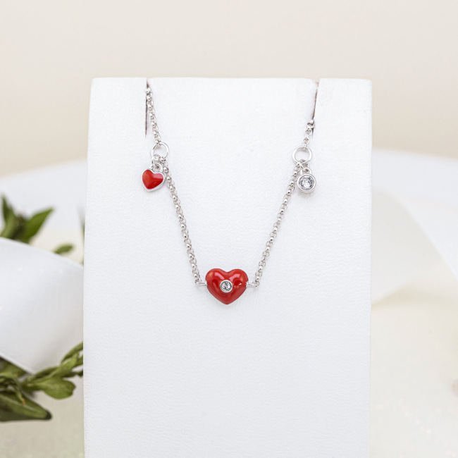 Ювелірні прикраси - Браслет UmaUmi Symbols Серденько з червоною емаллю та фіанітами (2210000018877)#4