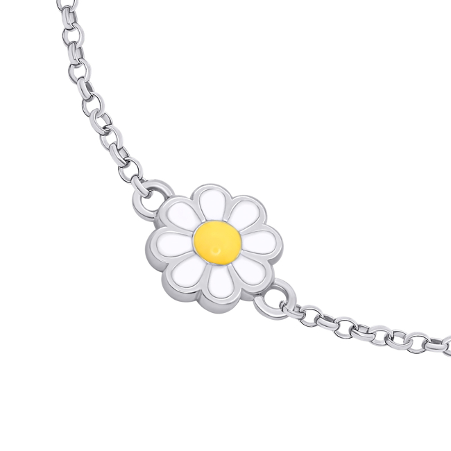 Ювелірні прикраси - Браслет UmaUmi Flowers Ромашка з сонечком із білою, жовтою та червоною емаллю (2210000018495)#2