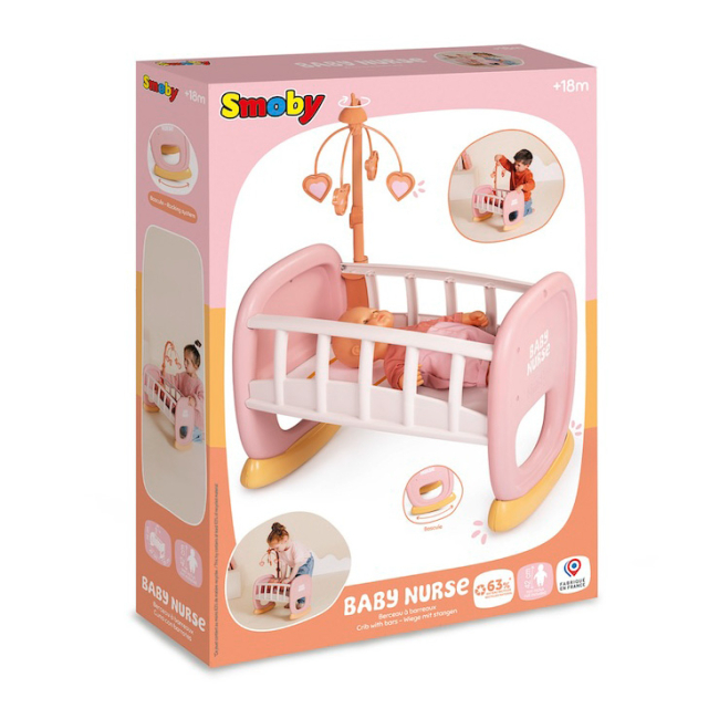 Меблі та будиночки - Колиска Smoby Бебi Ньорс Терракотова пудра з мобілем (7600220390)#2