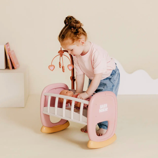 Меблі та будиночки - Колиска Smoby Бебi Ньорс Терракотова пудра з мобілем (7600220390)#3