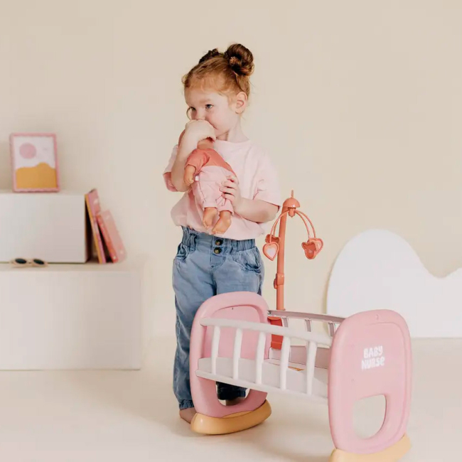 Меблі та будиночки - Колиска Smoby Бебi Ньорс Терракотова пудра з мобілем (7600220390)#4