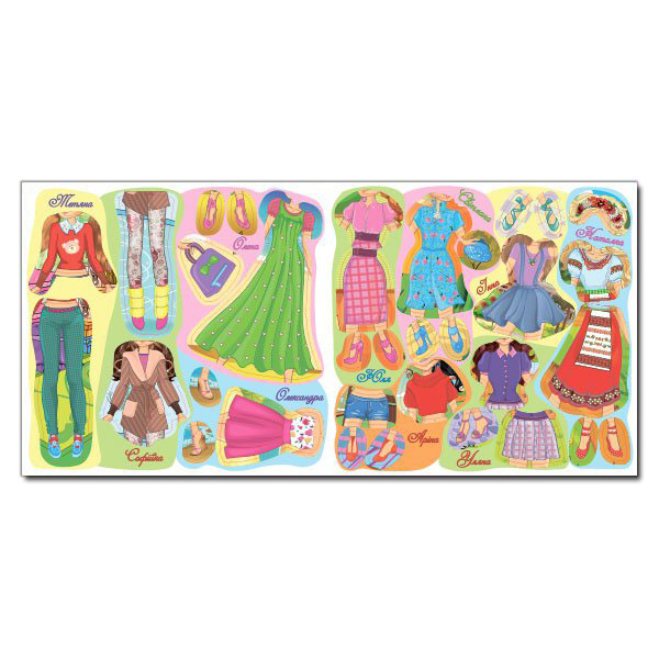 Раскраски и активитибуки (2-6 лет) - Книжка «Одягни ляльку. Яскраві наліпки. Зелена» (9786175367100)#4