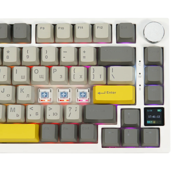 Клавиатура и мыши - Клавиатура Epomaker AK820 Pro 75% Flying Fish Switch Hot-Swap 2.4G/BT/USB LCD Screen RGB White UA (AK820-PRO-W-FF)#3