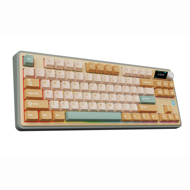 Клавиатура и мыши - Клавиатура Ajazz AK870 Jasmine Switch Yellow RGB With Screen (AK870-JS-YWG)#5
