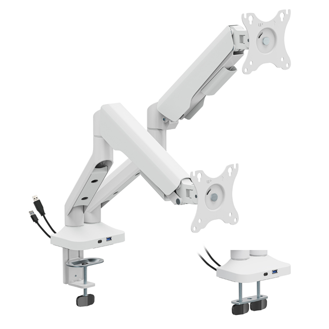 Мебель для геймеров - Настольное крепление для двух мониторов OfficePro 17-35'' 2-12kg White (MA452W)#2