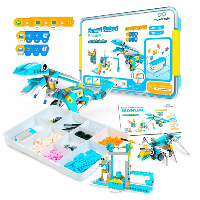 Конструктори з унікальними деталями - Конструктор Makerzoid Smart Robot Premium 400 елементів (MKZ-PF-PM)#2