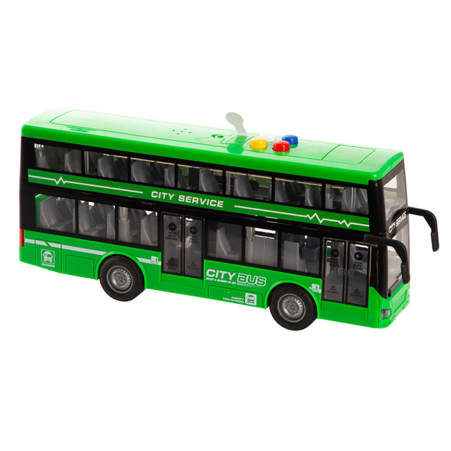 Транспорт и спецтехника - Автомодель DIY Toys Инерционный двухэтажный автобус зеленый (CJ-4023760/1)#2