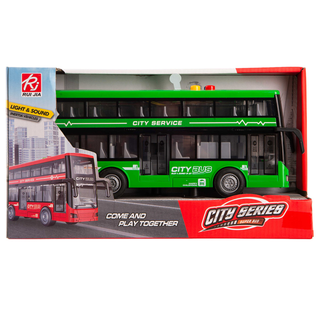 Транспорт и спецтехника - Автомодель DIY Toys Инерционный двухэтажный автобус зеленый (CJ-4023760/1)#4