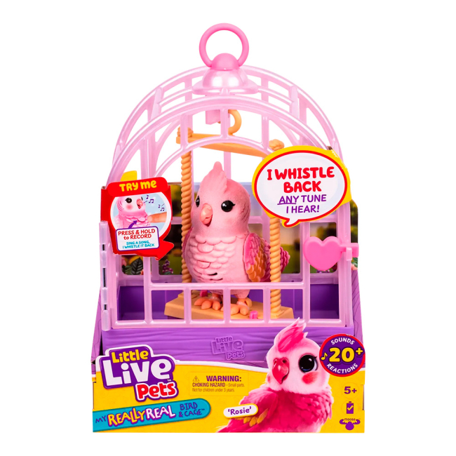 Мягкие животные - Интерактивная игрушка Little Live Pets Попугайчик какаду Рози в клетке (26692)#6