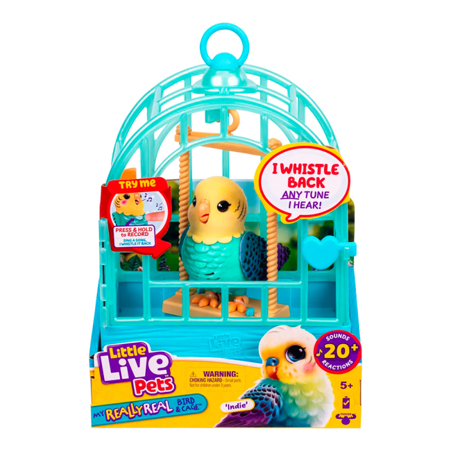Мягкие животные - Интерактивная игрушка Little Live Pets Волнистый попугайчик Инди в клетке (26691)#6