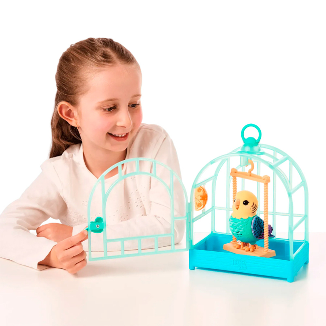 Мягкие животные - ​Интерактивная игрушка Little Live Pets Волнистый попугайчик Инди в клетке (26691)#9
