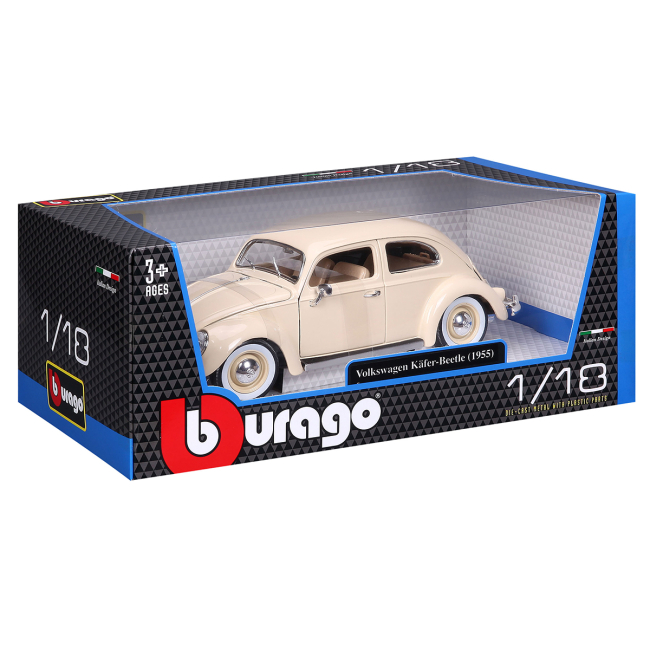 Автомоделі - Автомодель Bburago Volkswagen Kafer Beetle 1955 бежевий (18-12029 CM)#9