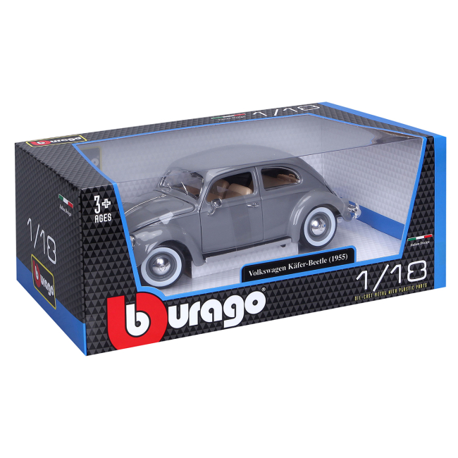 Автомоделі - Автомодель Bburago Volkswagen Kafer Beetle 1955 сірий (18-12029 GY)#9
