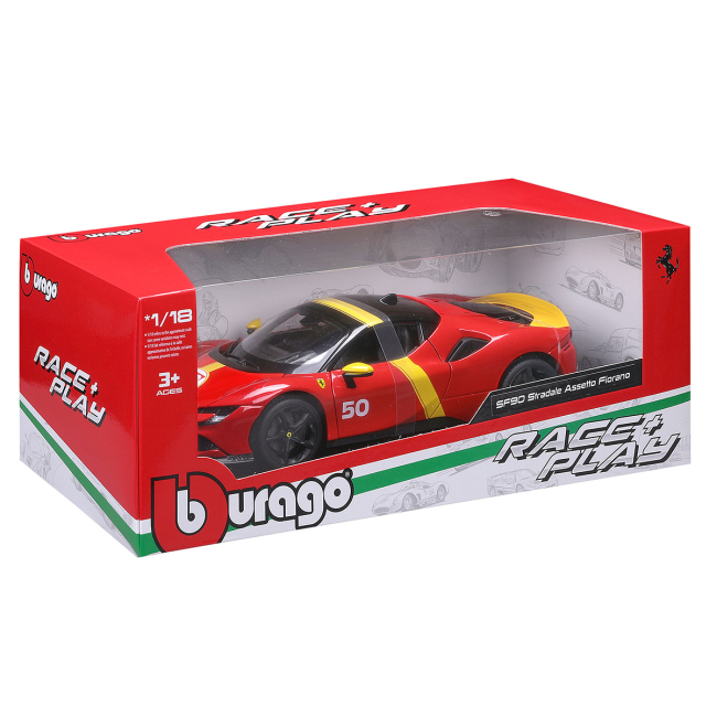 Автомодели - Автомодель Bburago Race & Play Ferrari SF90 Stradale Assetto Fiorano (18-16021)#7