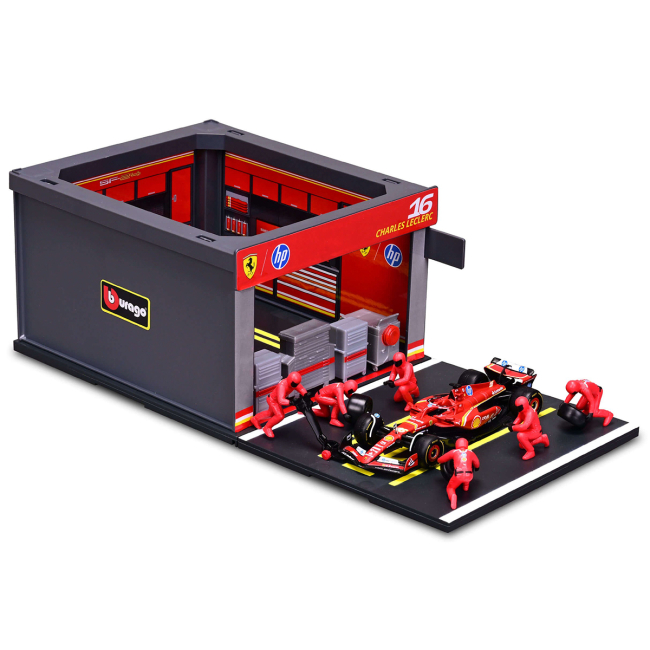 Автомоделі - Ігровий набір Bburago Pit Pass Ferrari SF-24 1:43 (18-36862 (#16))#2