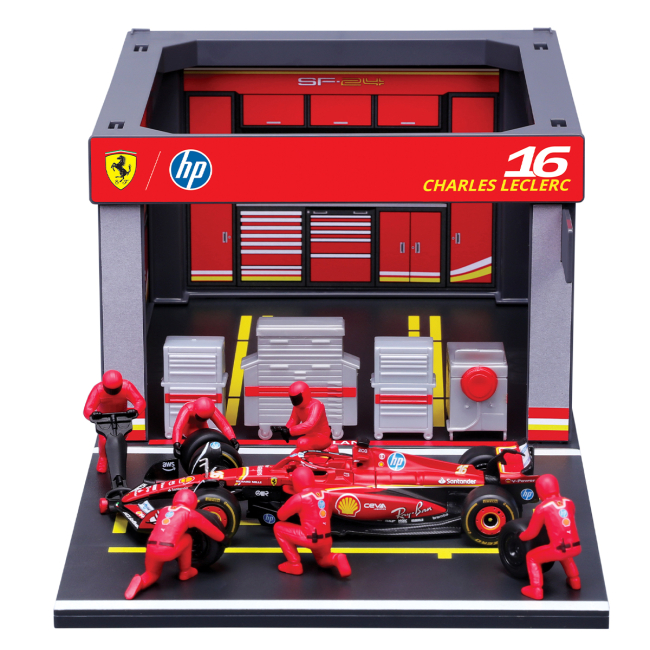 Автомоделі - Ігровий набір Bburago Pit Pass Ferrari SF-24 1:43 (18-36862 (#16))#3