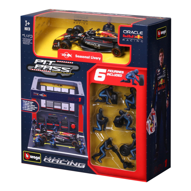 Автомоделі - Ігровий набір Bburago Pit Pass Oracle Red Bull Racing RB20 1:43 (18-38453 (#1))#5