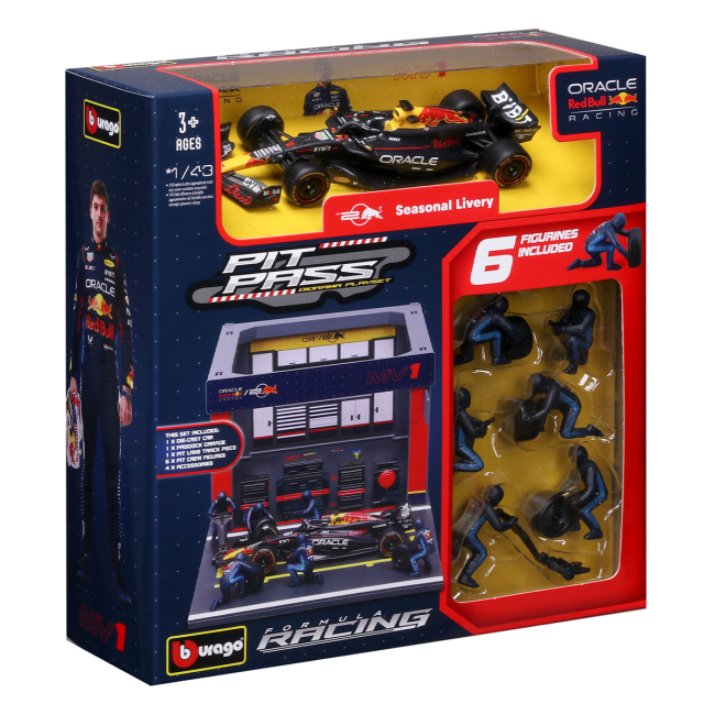 Автомоделі - Ігровий набір Bburago Pit Pass Oracle Red Bull Racing RB20 1:43 (18-38453 (#1))#6
