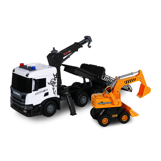 Транспорт и спецтехника - Игровой набор TechnoDrive Super Big Truck Автокран Scania с экскаватором (5004KS)#6