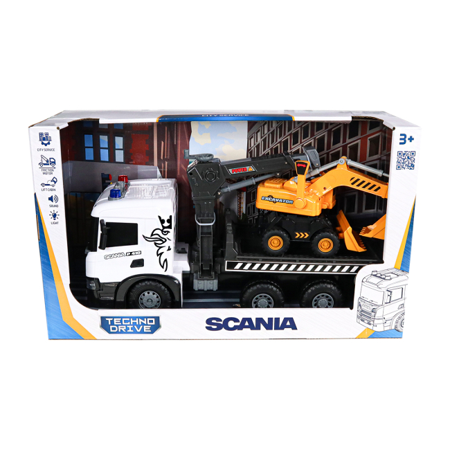 Транспорт и спецтехника - Игровой набор TechnoDrive Super Big Truck Автокран Scania с экскаватором (5004KS)#8