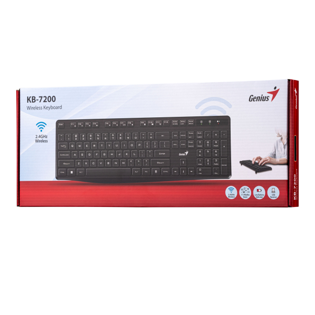 Клавіатура і миші - ​Клавіатура мембранна Genius KB-7200 104key WL EN/UKR чорна (31320002406)#6
