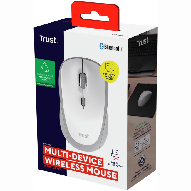 Клавіатура і миші - Мишка Trust Yvi+ Compact Multi-Device WL/BT/USB-A біла (25454_TRUST)#5