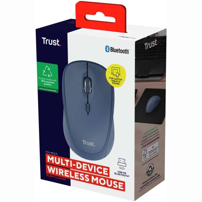 Клавіатура і миші - Мишка Trust Yvi+ Compact Multi-Device WL/BT/USB-A синя (25455_TRUST)#5