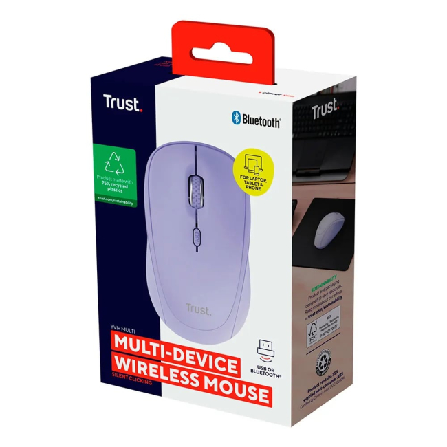 Клавіатура і миші - ​Мишка Trust Yvi+ Compact Multi-Device WL/BT/USB-A фіолетова (25583_TRUST)#5