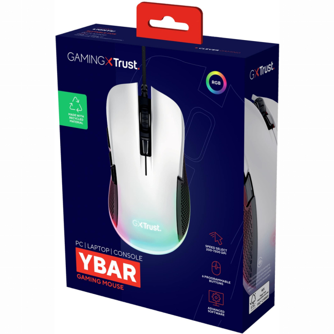 Клавіатура і миші - Мишка Trust GXT 922 Ybar Illuminated USB-A білий (24730_TRUST)#6