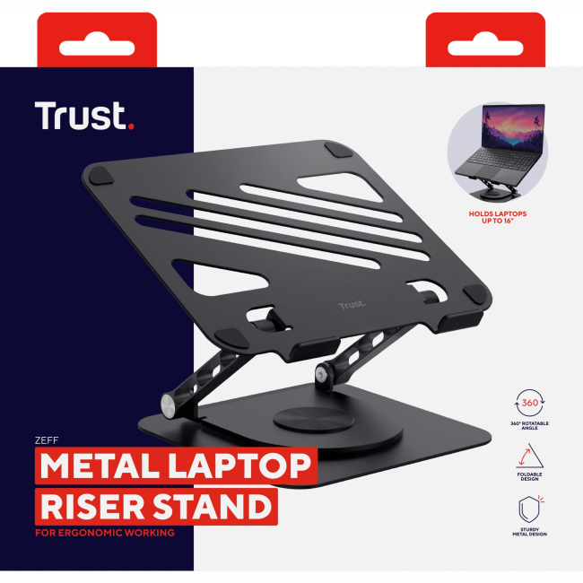 Меблі для геймерів - Підставка для ноутбука Trust Zeff Metal до 16'' сірий (25482_TRUST)#5