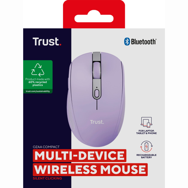 Клавиатура и мыши - Мышка Trust Ozaa Compact Multi-Device WL/BT фиолетовый (25384_TRUST)#6