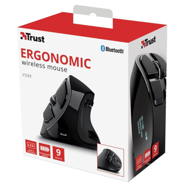 Клавиатура и мыши - Мышка Trust Voxx Rechargeable Ergonomic WL черный (23731_TRUST)#8