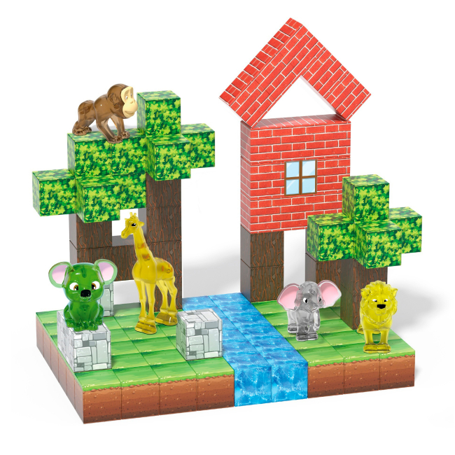 Магнитные конструкторы - Конструктор My World Магнитные блоки с животными 105 деталей (CJ-4515483)#2