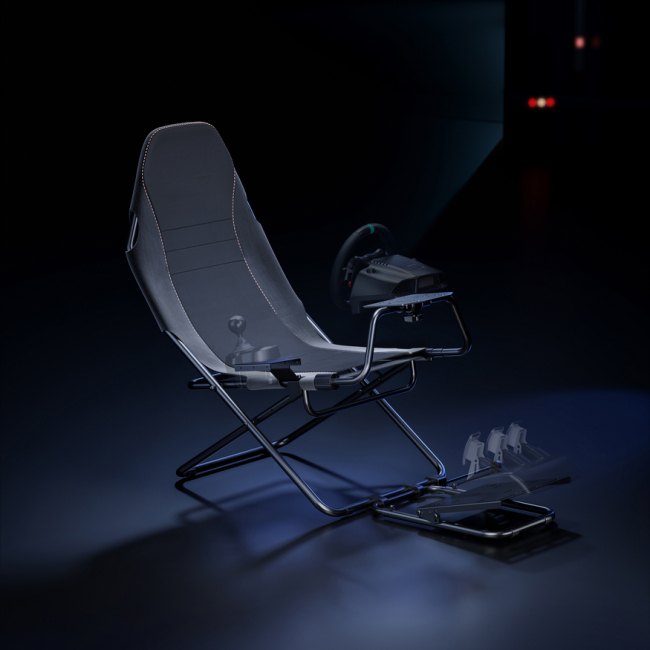 Меблі для геймерів - Кокпіт GamePro Black з кріпленням для керма, педалей та коробки передач (RS400B)#6