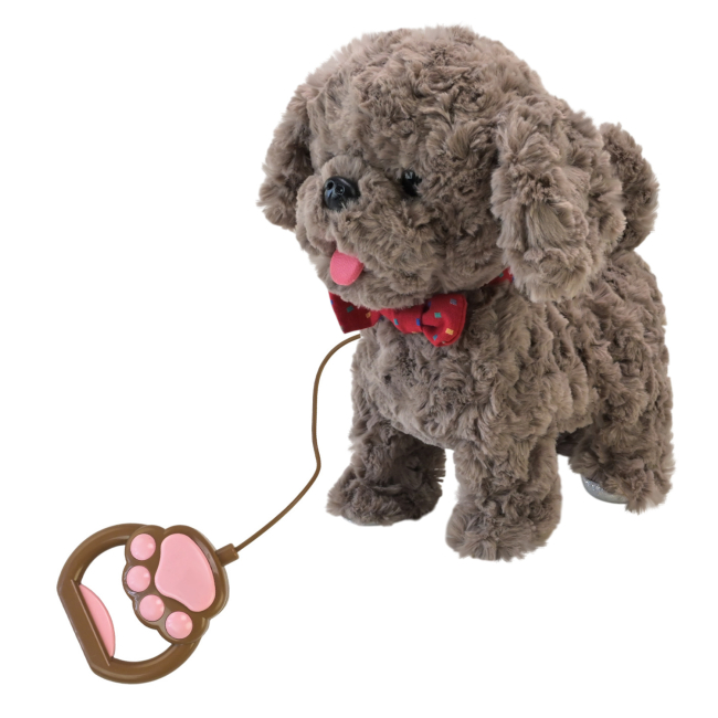 Мягкие животные - Интерактивная мягкая игрушка Кращий друг Собачка на поводке коричневая (BF2503/2)#2